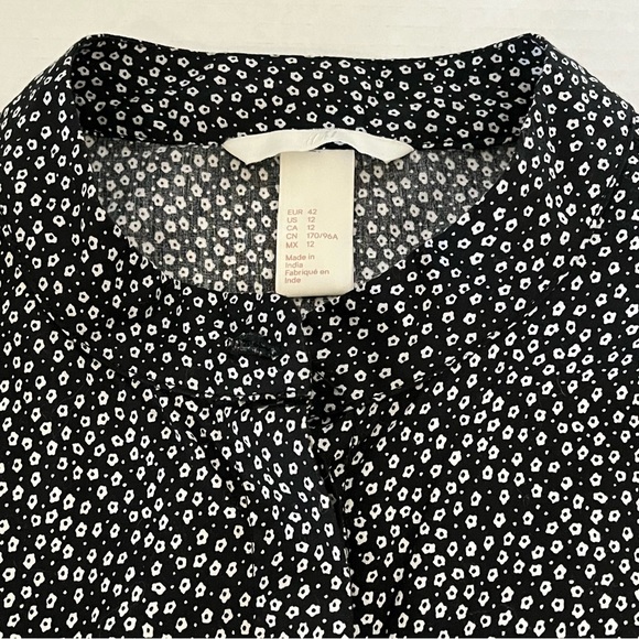 H & M Long Sleeve Blue White Floral Ruffle Prairie Peasant Cottagecore Blouse 12 - Picture 8 of 14